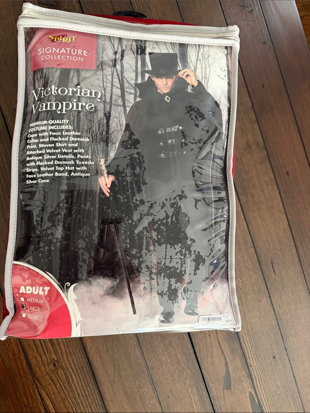 Spirit Halloween Men’s Victorian Vampire Costume, Size Large.